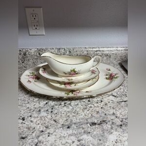 Vintage Canonsburg China dinnerware in the "Rose Bouquet" pattern